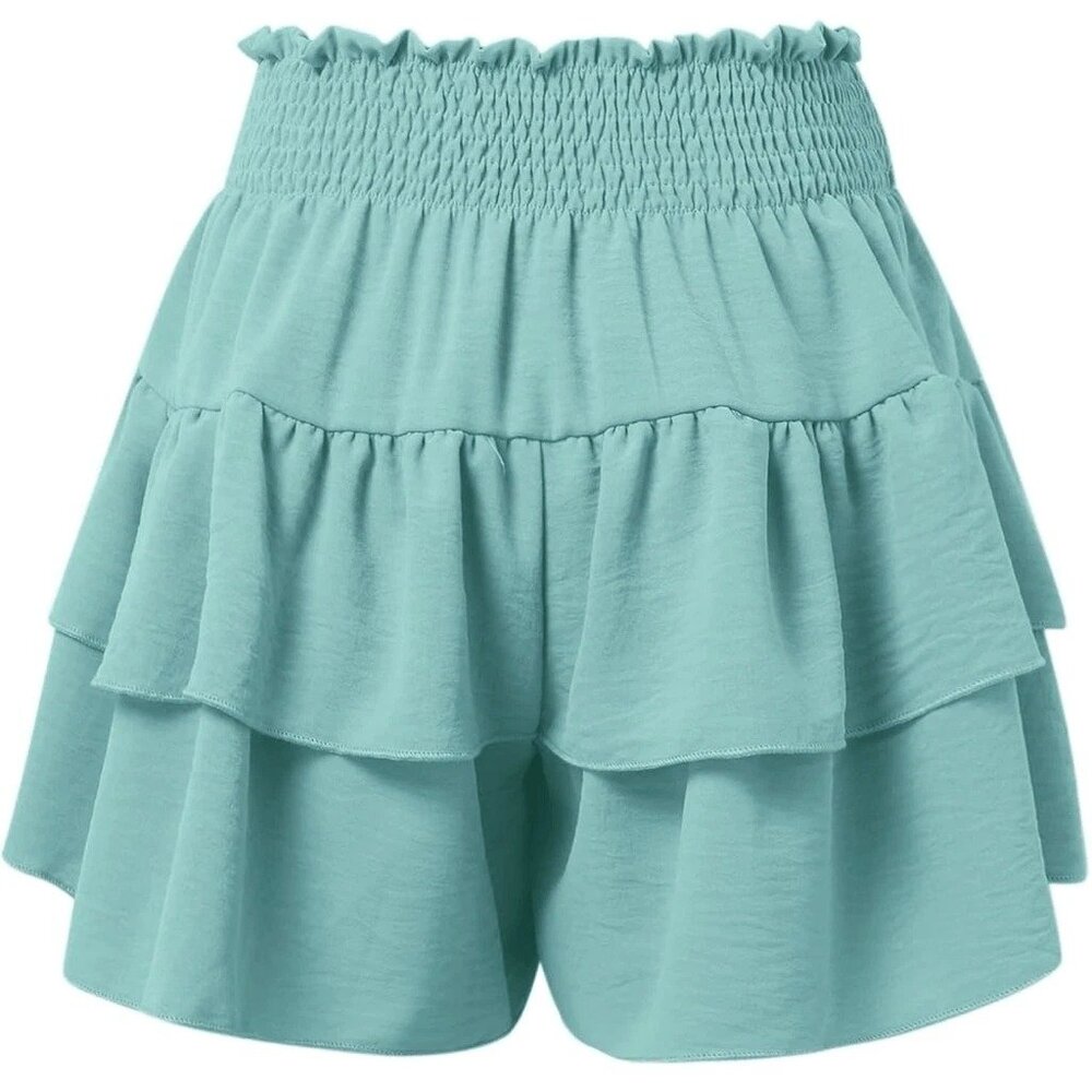 Halara High Waisted Blue Ruffle Skirt/Shorts Smocked Waist Tiered Hem Size S NWT - Picture 6 of 6